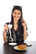 © fotocerva - Girl phoning during breakfast in office