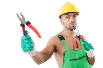 Industrial worker isolated on the white background