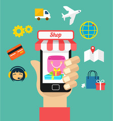 Poster - Vector flat e commerce illustration icon set