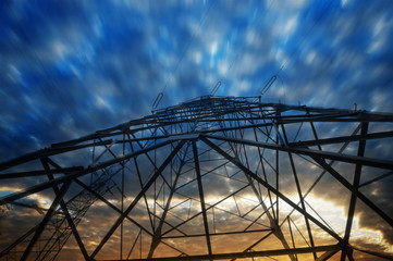 Wall Mural - High-voltage tower sky background