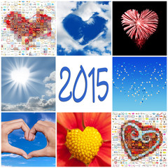 Wall Mural - 2015, collection of hearts collage