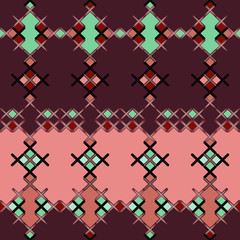 Canvas Print - Embroidered textile ornamental seamless cross-stitch pattern tex