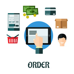 Poster - Order and shop online flat concept