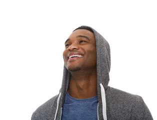 Wall Mural - Close up portrait of a young african american man laughing