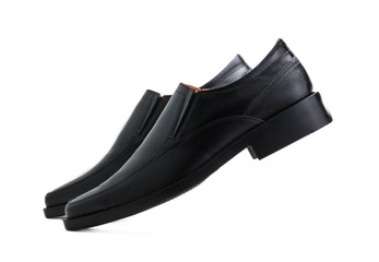 Black glossy man shoe isolated