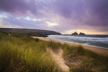 Wall Mural - holywell bay spectacular sunset