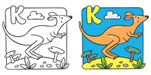 Little Kangaroo Coloring Book. Alphabet K