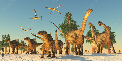 Obraz w ramie Dinosaur Drought Migration