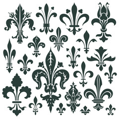 Wall Mural - Vector set heraldic lily for decoration and design