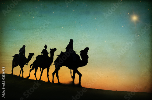 Fotografía Tres Reyes del desierto estrella de belén Natividad