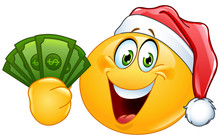 Emoticon With Santa Hat And Dollars