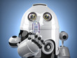 Robot holding test tube with virus. Clipping path