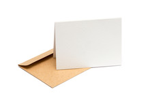 Brown Envelope With A Blank White Card Over White