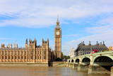 Fototapeta Big Ben - big ben, westminster bridge and houses of parliament in london