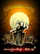 Halloween Party Invitation With Zombie Graphic