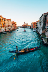 gondola on grand canal in venice, italy