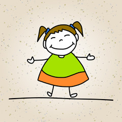 Poster - hand drawing cartoon abstract happy kids