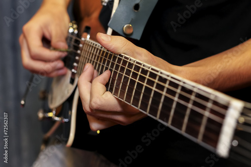 electric guitar close-up with fingers playing it Poster