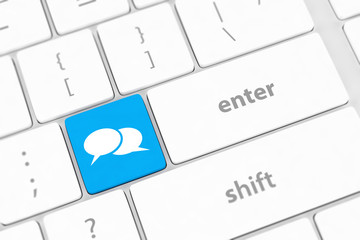 Social media key with two speech bubble sign on the keyboard