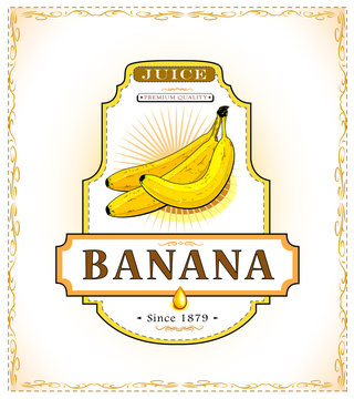 Three ripe bananas on a product label