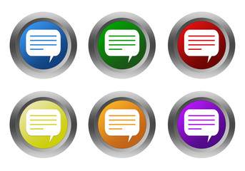 Wall Mural - set of rounded colorful buttons with conversation symbol