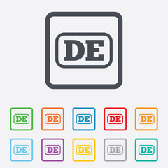 German language sign icon. DE Deutschland.