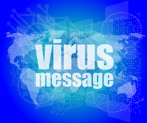 Poster - internet concept: words virus message on digital screen
