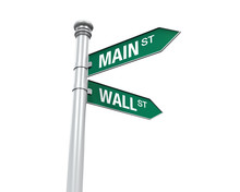 Direction Sign Of  Main Street And Wall Street