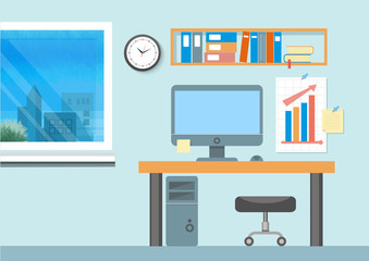Poster - Modern office interior with designer desktop