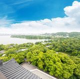 Fototapeta Na sufit - Aerial View of the West Lake and the city of Hangzhou, China