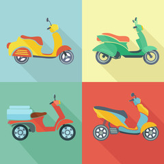 Poster - Scooter icon flat set