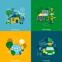 Sticker - Eco energy flat icons composition