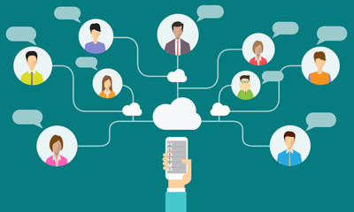 Aufkleber - social network communication and business connection on mobile
