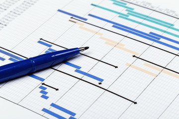 project plan with pen