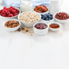 Wall Mural - oat flakes, various ingredients for breakfast