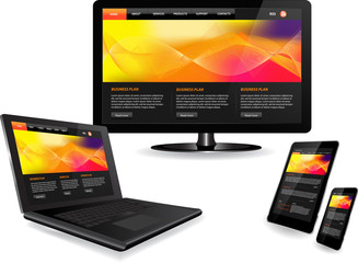 Wall Mural - website template on multiple devices