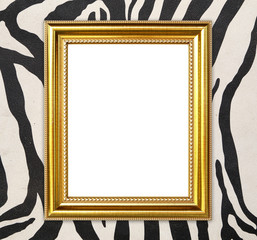 Sticker - golden frame  with zebra texture background