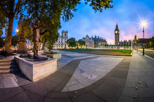 Panorama Of Parliament Square And Queen Elizabeth Tower In Londo