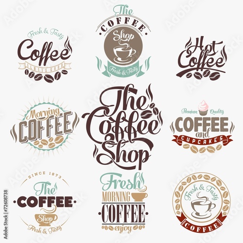 Naklejka dekoracyjna Set Of Vintage Retro Coffee Labels