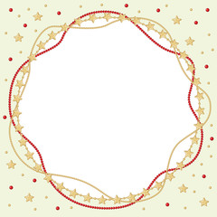 Canvas Print - Christmas round greeting frame of gold and red beads