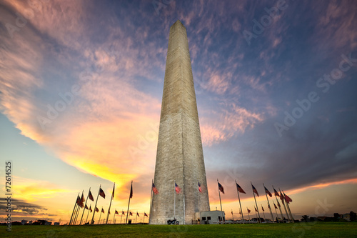 Fototapeta na szkło Washington Monumen o zachodzie słońca, Washington DC
