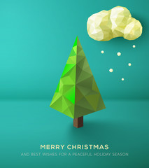 Christmas Card. Geometric polygonal tree.