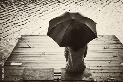 Obraz w ramie Girl umbrella