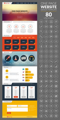 Wall Mural - one page website template with icon set