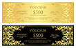 Luxury golden and black voucher with vintage ornament
