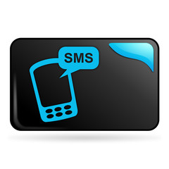 Poster - sms sur bouton web rectangle bleu