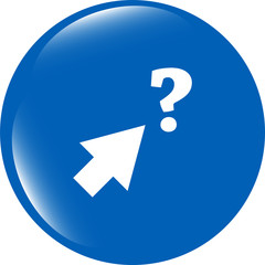 Poster - computer button with arrow and questions mark, web icon