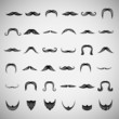 Mustache And Beard Icons Set - Isolated On Gray