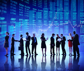 Wall Mural - Group of Business People Stock Market Concept