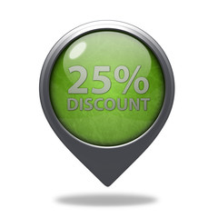 Discount 25 pointer icon on white background